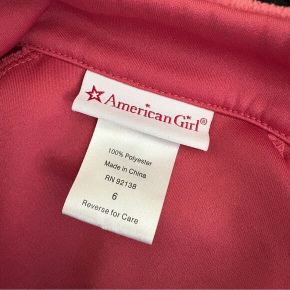 American Girl Pink Red Fleece Fall Winter Zipper Vest Girls 6 great preworn cond - Picture 4 of 10